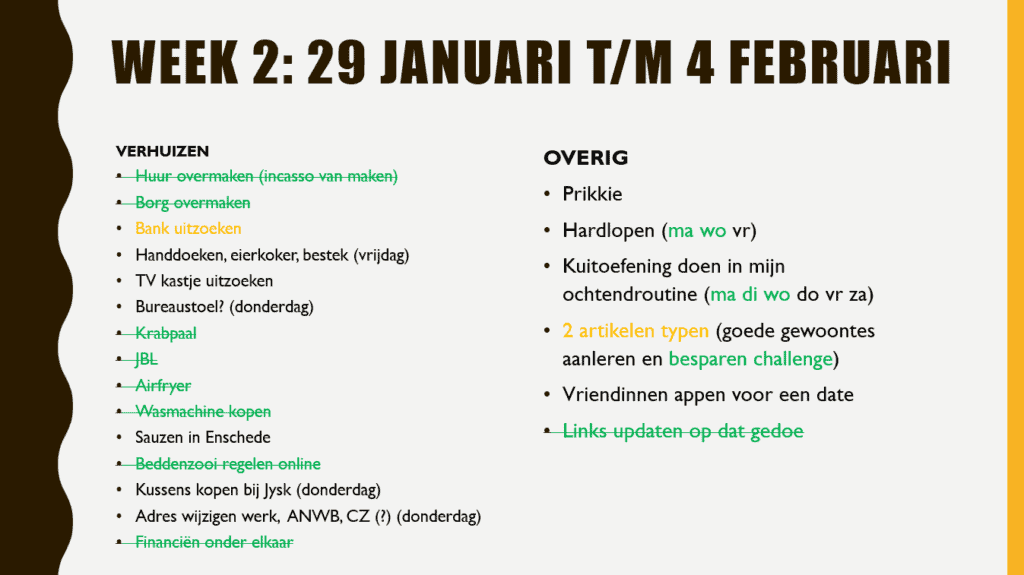 weekplanning goede gewoontes